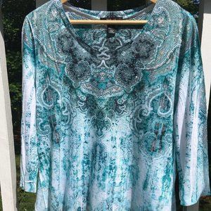Style & Co Tunic XL Green/blue/white